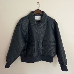 Rebecca Minkoff Quilted Navy Bomber Jacket